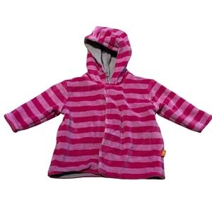 Magnificent Baby Magnetic Velour Hooded‎ Sweater Pink Purple Stripe Heart 3M I07